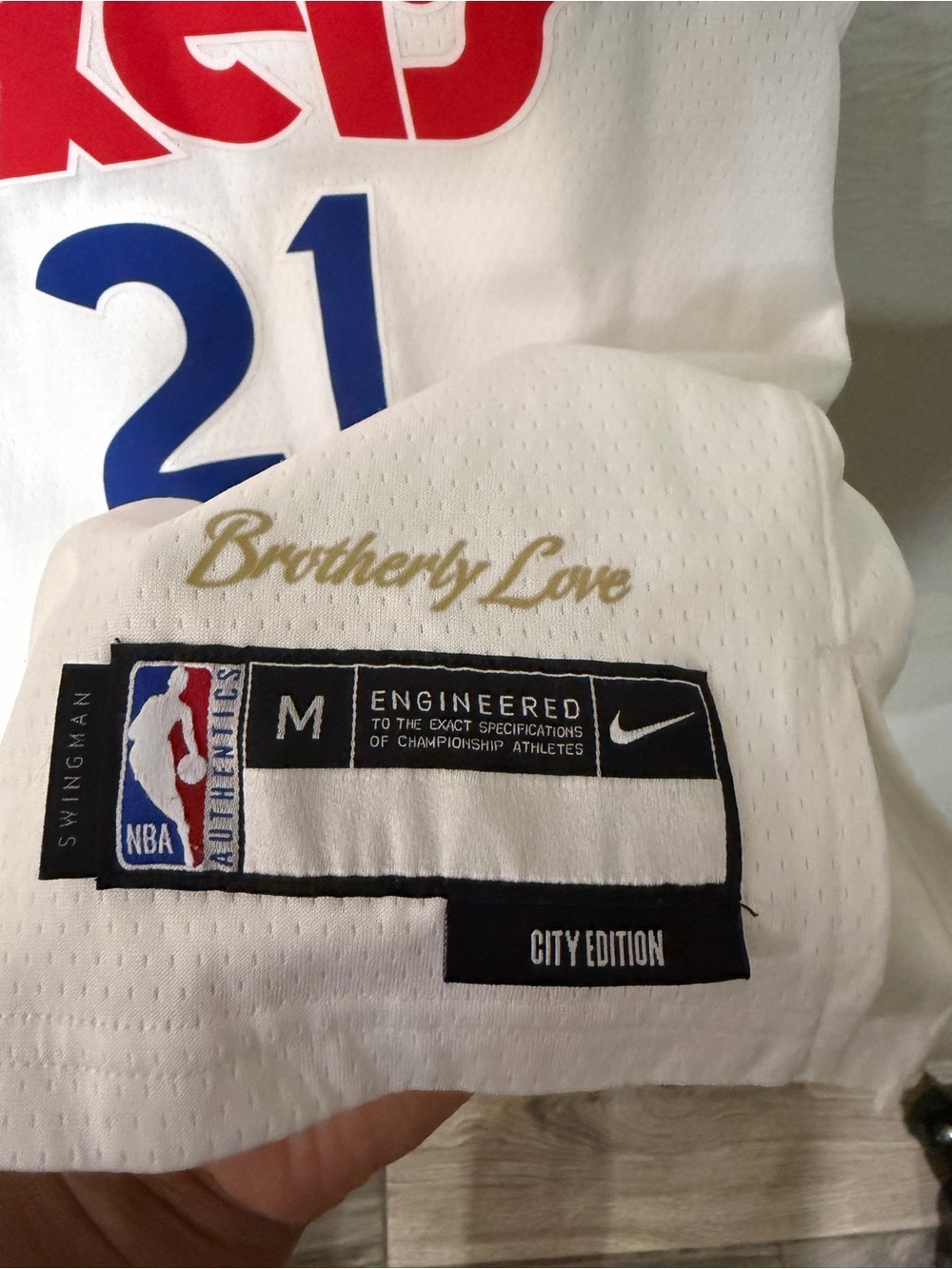 Nike Philadelphia Sixers White Joel Embiid #21 Jersey Size M Kids 10-12 EUC - Picture 3 of 4